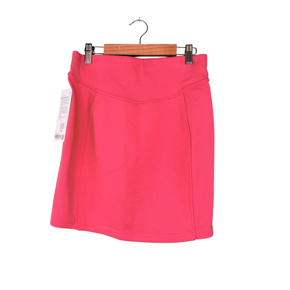 Lululemon Scuba HR Mini Skirt Women Small Glaze Pink High Rise Fleece LW8ALSS